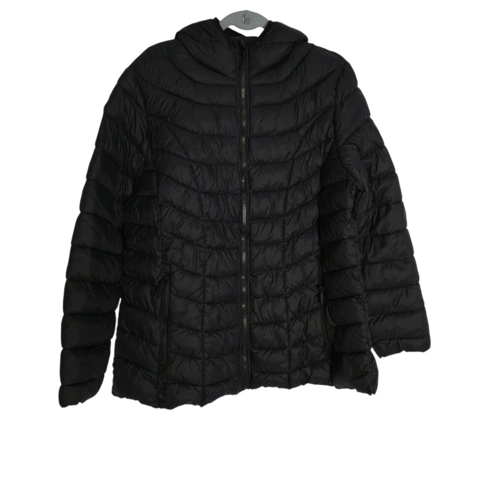 Reebok Puffer Jacket Womens Size 1X Black Hood NEW